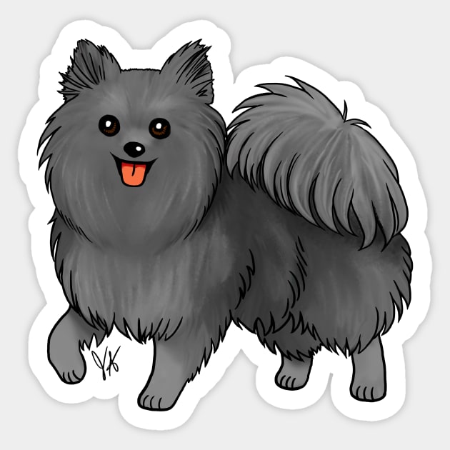 Dog - Pomeranian - Black Sticker by Jen's Dogs Custom Gifts and Designs